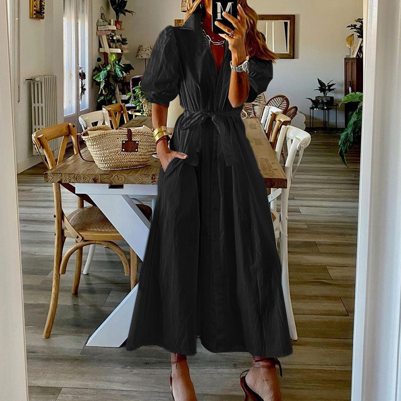 Robe Midi Élégante à Lacets